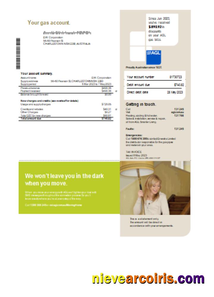 AGL Australia gas utility business bill